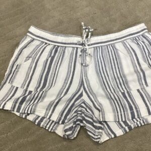 EUC Faded Glory linen Navy and White Striped Shorts